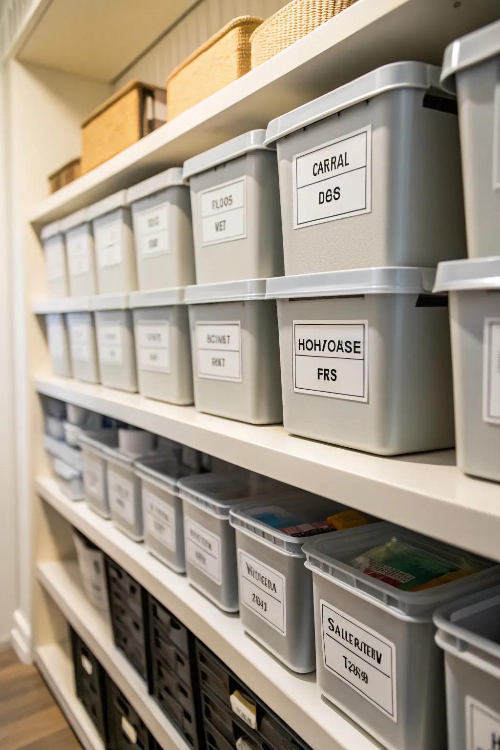 Labels help keep your storage room organized and accessible.