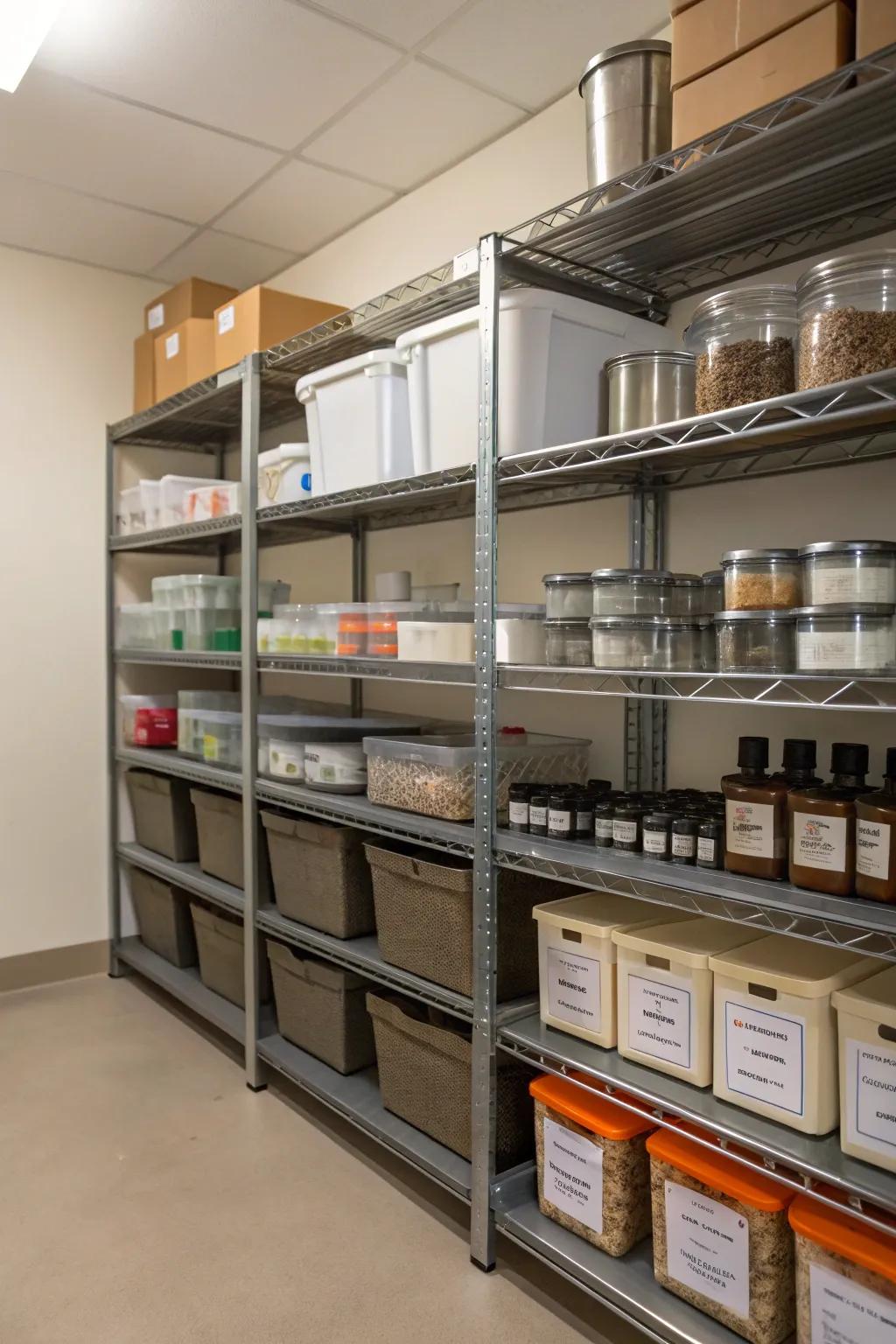 Adjustable shelving for versatile storage arrangements.