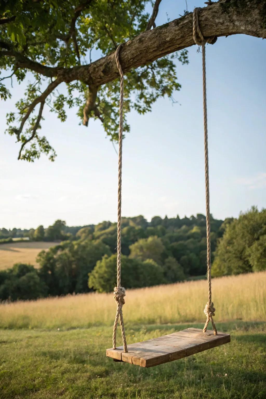 A traditional corded swing encourages you to relive childhood joys.