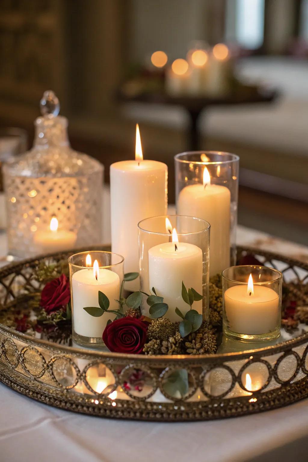 A refined candle arrangement that creates a soothing glow.