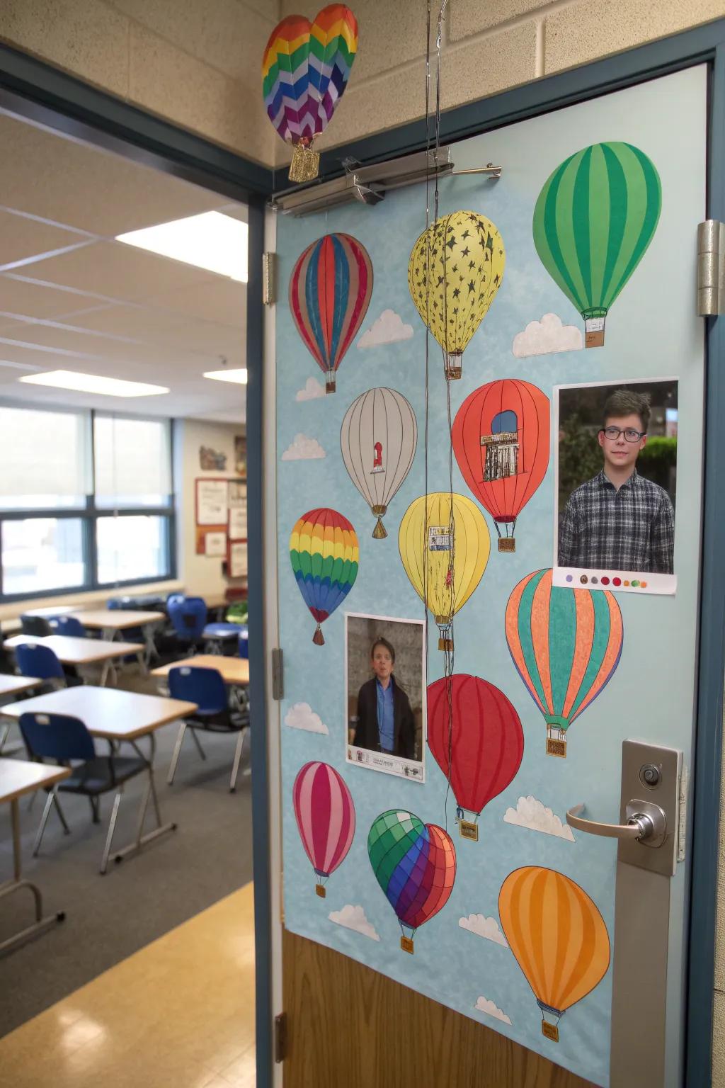 Soaring with appreciation on a sky orb-themed door.
