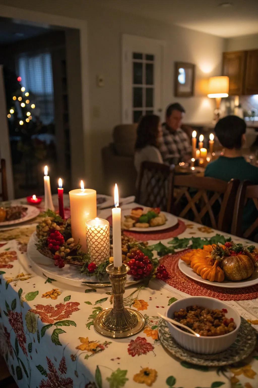 Candles enhance your Thanksgiving table with warmth and refinement.
