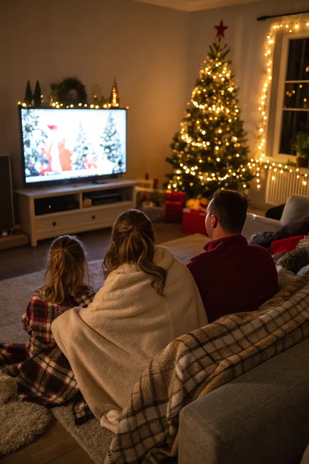 Family time spent delighting in a classic Christmas film.