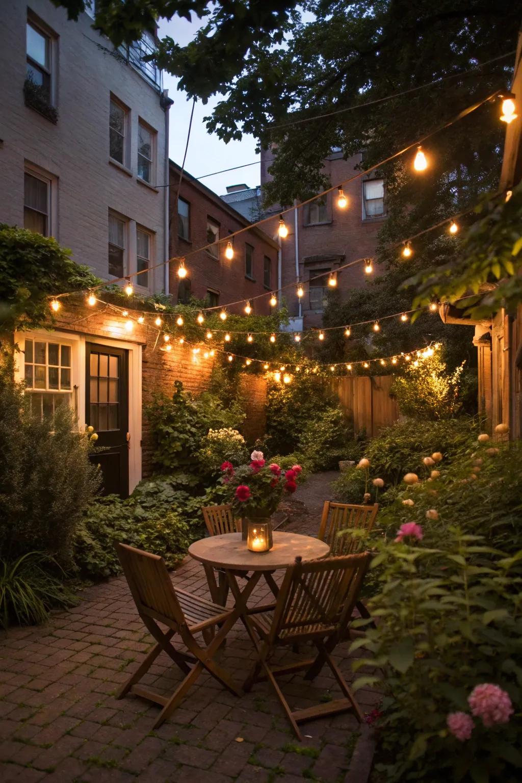 Brighten your evenings with charming string lights.