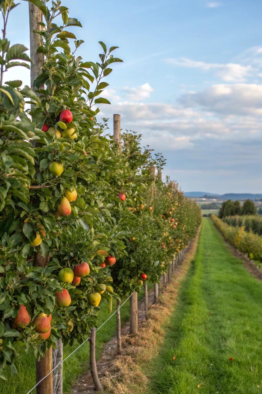 A living tree fence showcasing both beauty and bountiful fruit.