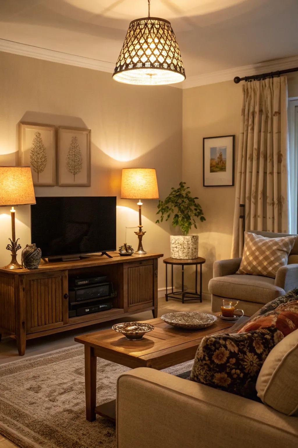 Fine-tune the mood with thoughtfully chosen lighting solutions.