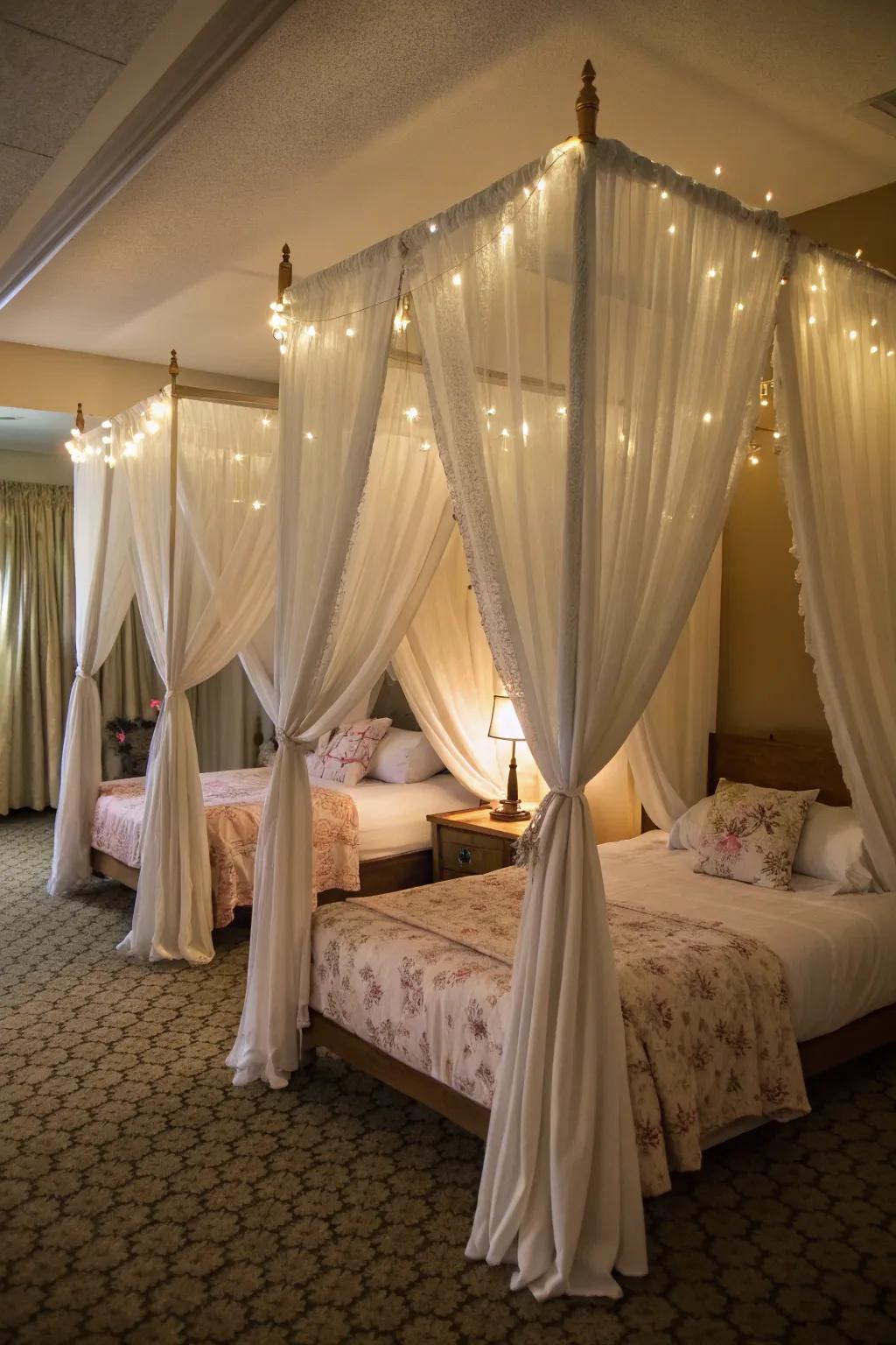 Beds with canopies bring a magical and exciting flair to the bedroom.
