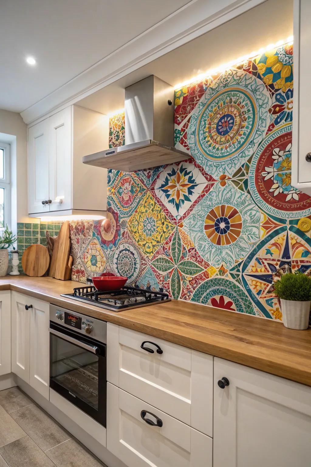 Allow detailed pattern arrangements to become the highlight of your kitchen.