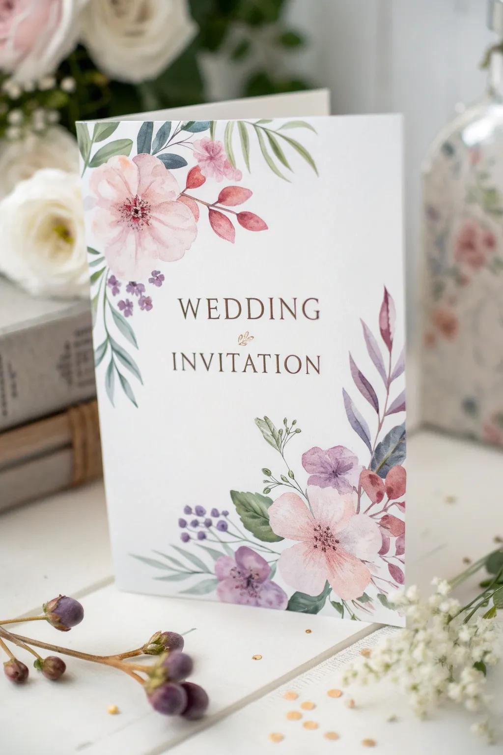 Floral patterns infuse a natural essence into wedding invitations.