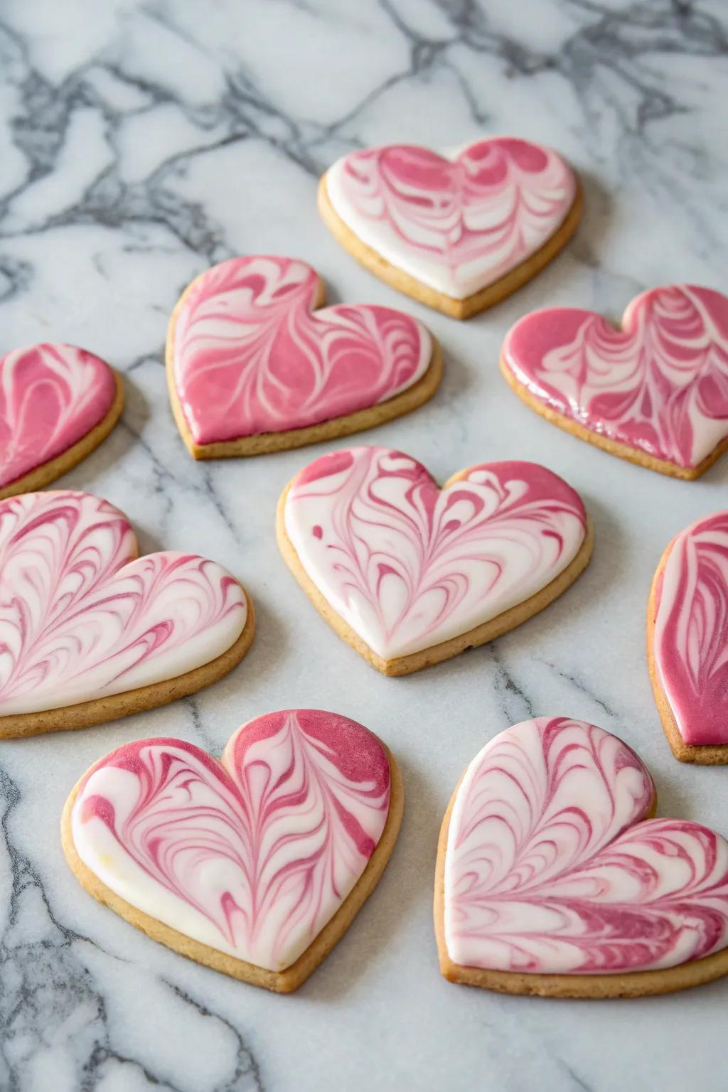 Artistic variegated hearts for a stunning appearance.