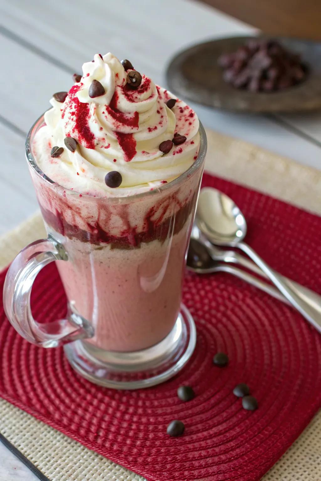 Crimson Velvet Latte: sheer refinement with every sip