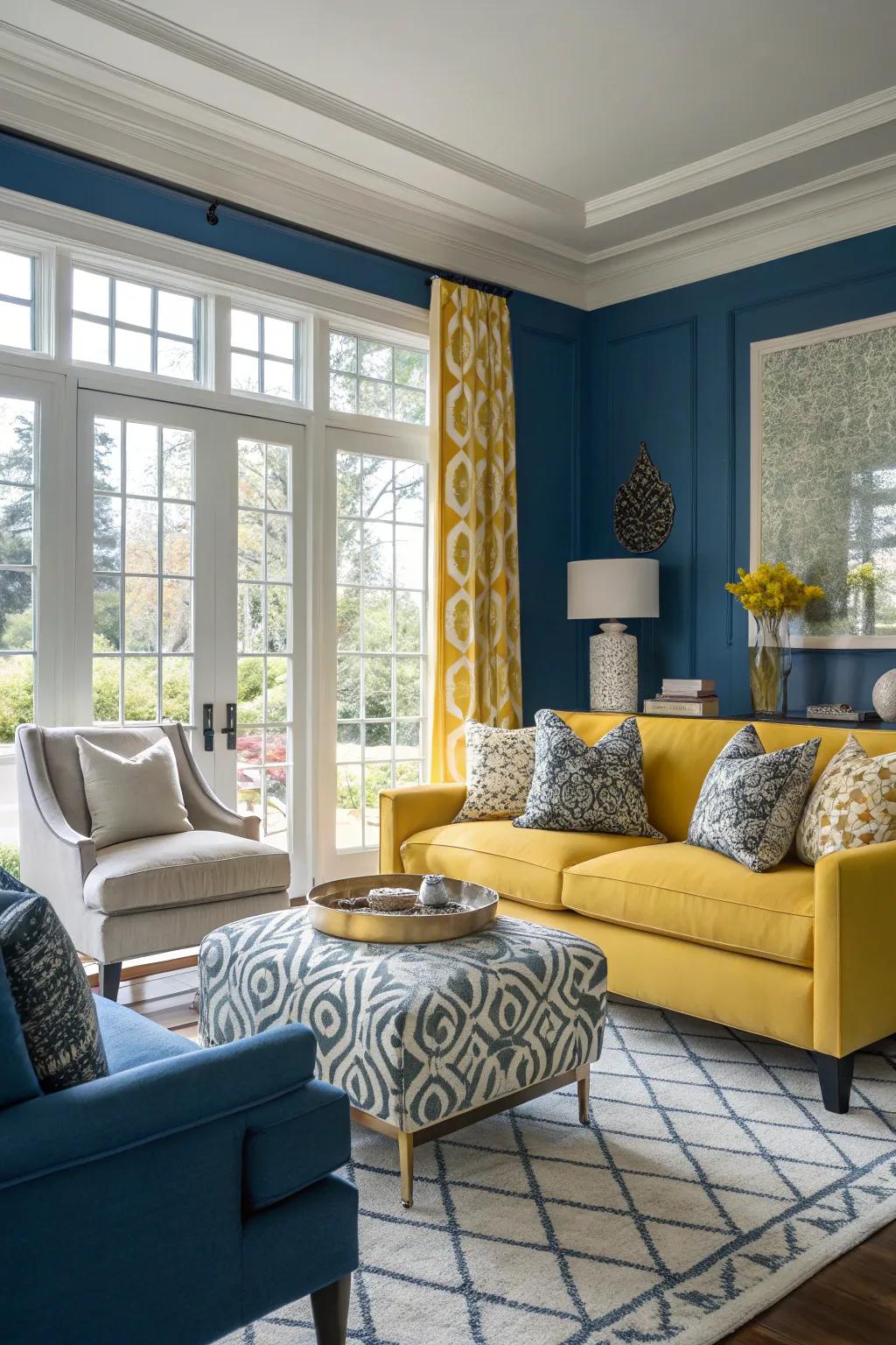 A vivid color palette brings life and character to your living room.