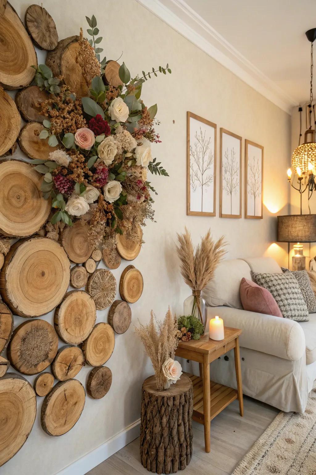 Nature-inspired decor invokes warmth and serenity.