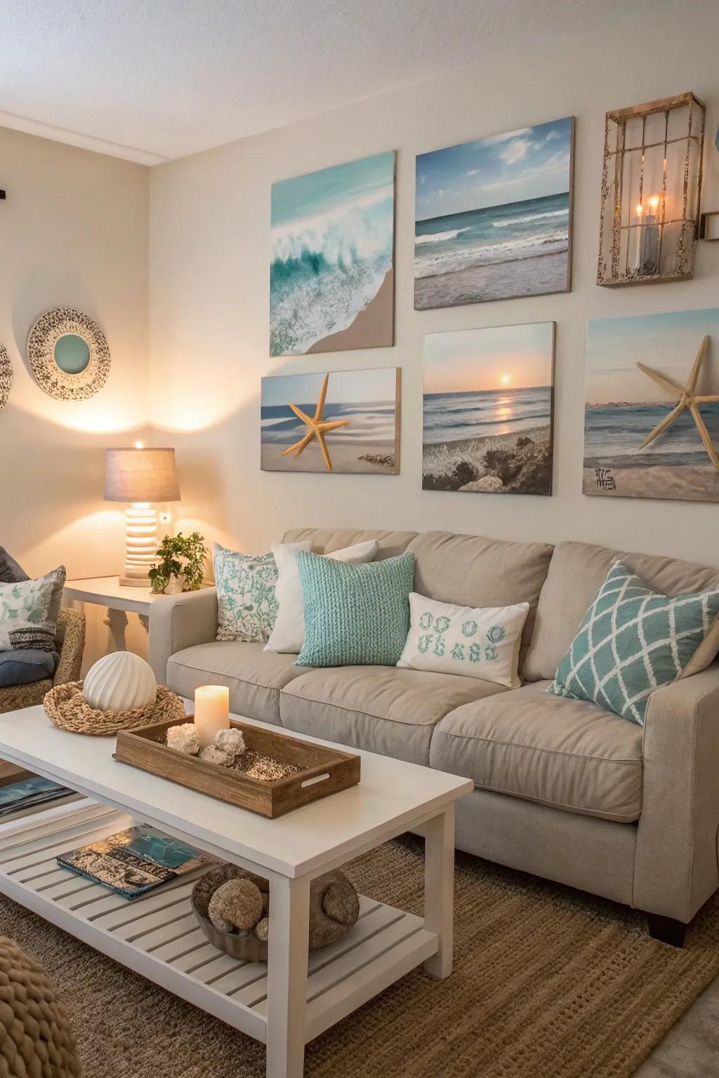 Themed artwork brings a sense of unity to your living space.