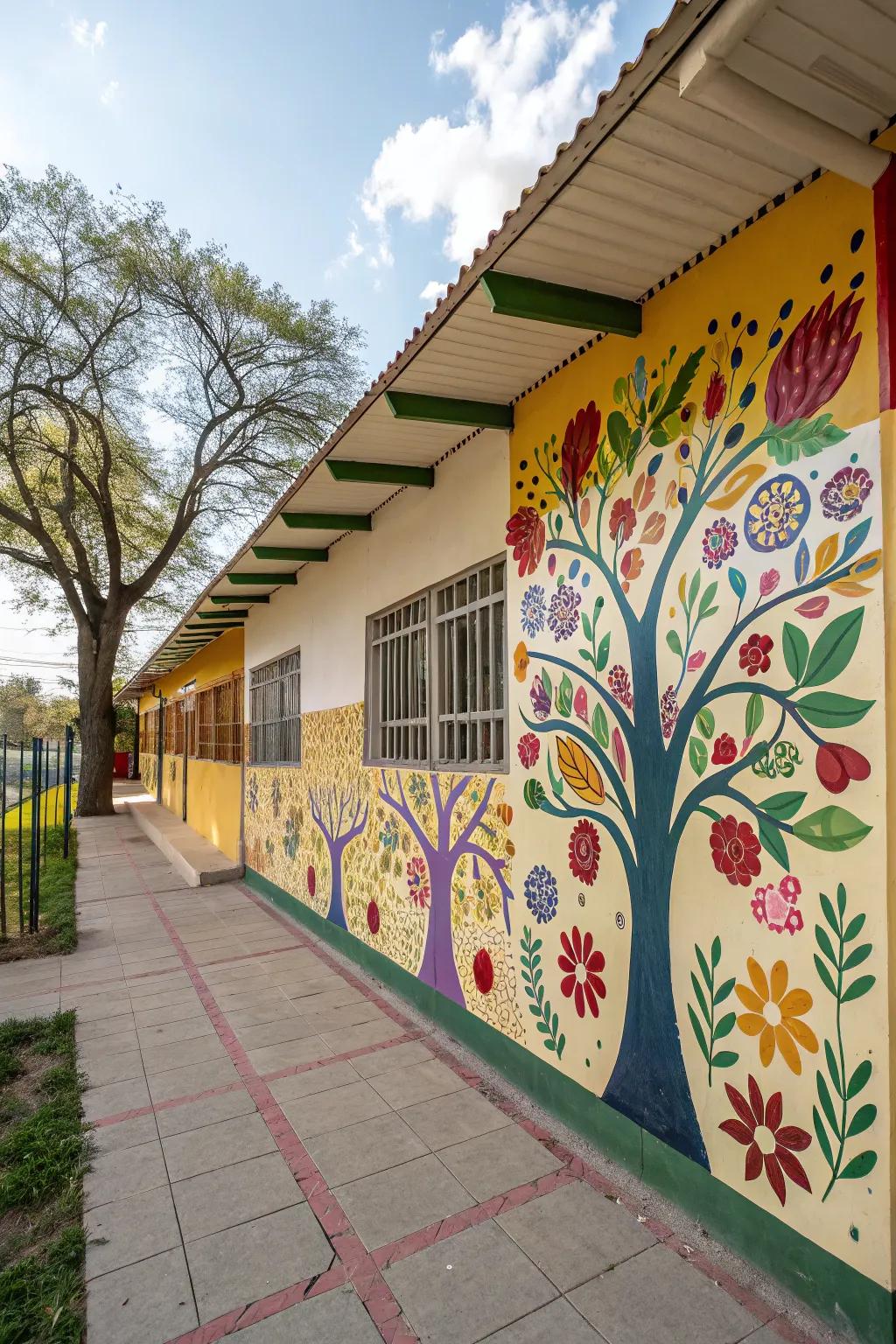 School wall decor inspired by vegetation