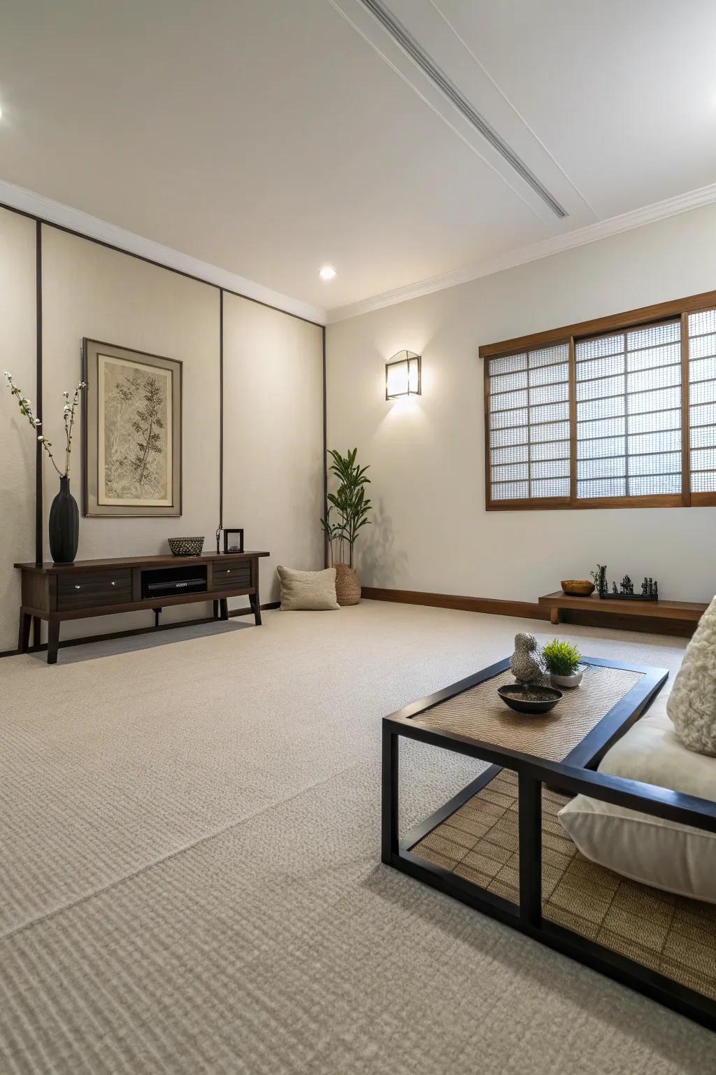 Achieve sleek sophistication with minimalist carpet designs.