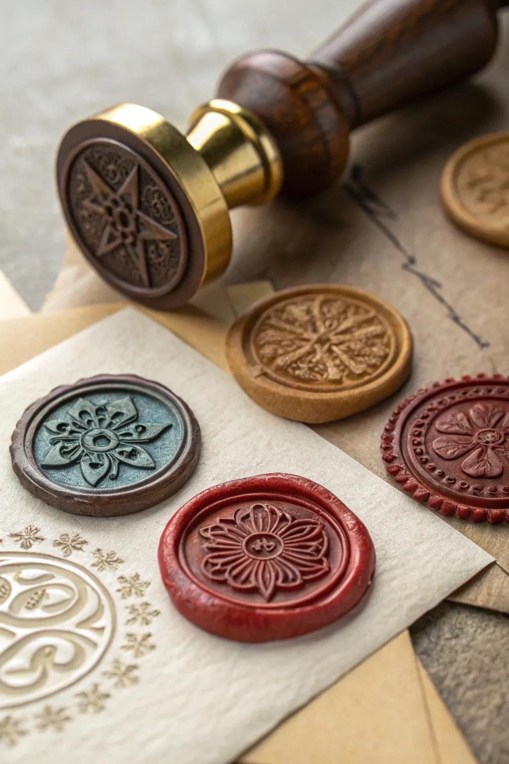 A range of unique wax seal embossers, each offering a distinct artistic style.