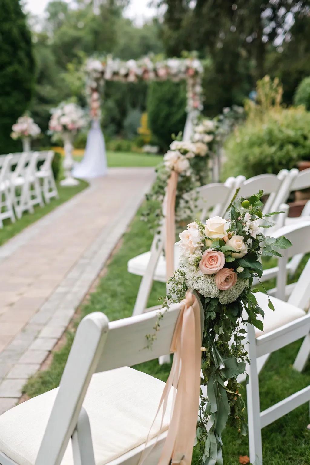 With floral touches on wedding chairs, you can bring romance to your venue.