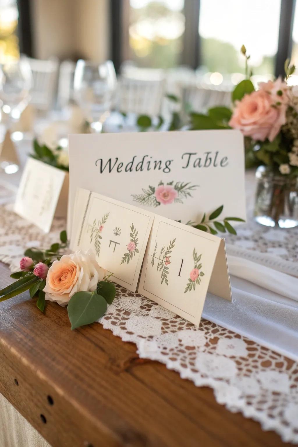 Individualized guest markers gracefully positioned on a wedding table, adding a personal element.
