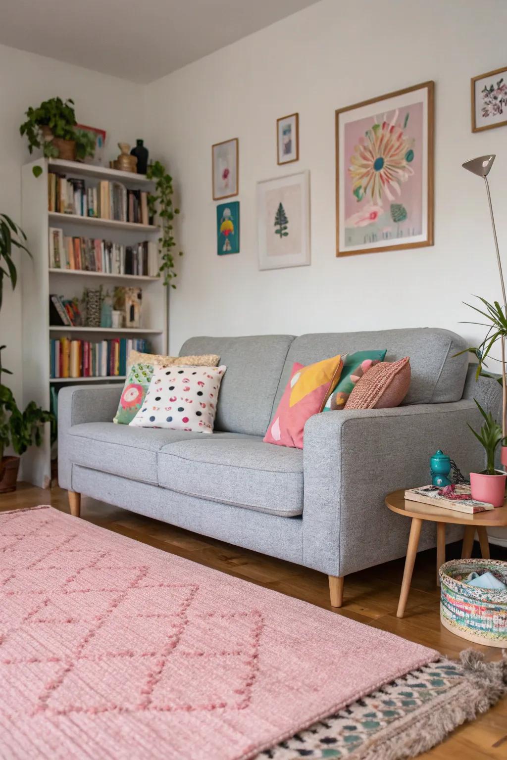 Pale rose rugs lend a subtle and playful touch to your décor.