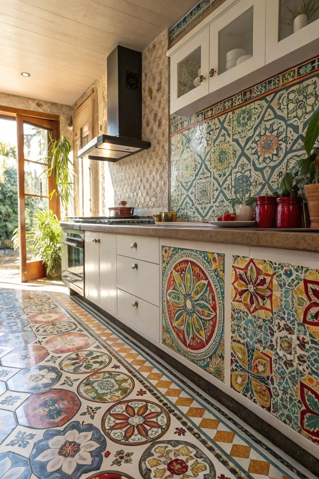 Inventive patterns inject a dash of exploration into your kitchen's atmosphere.