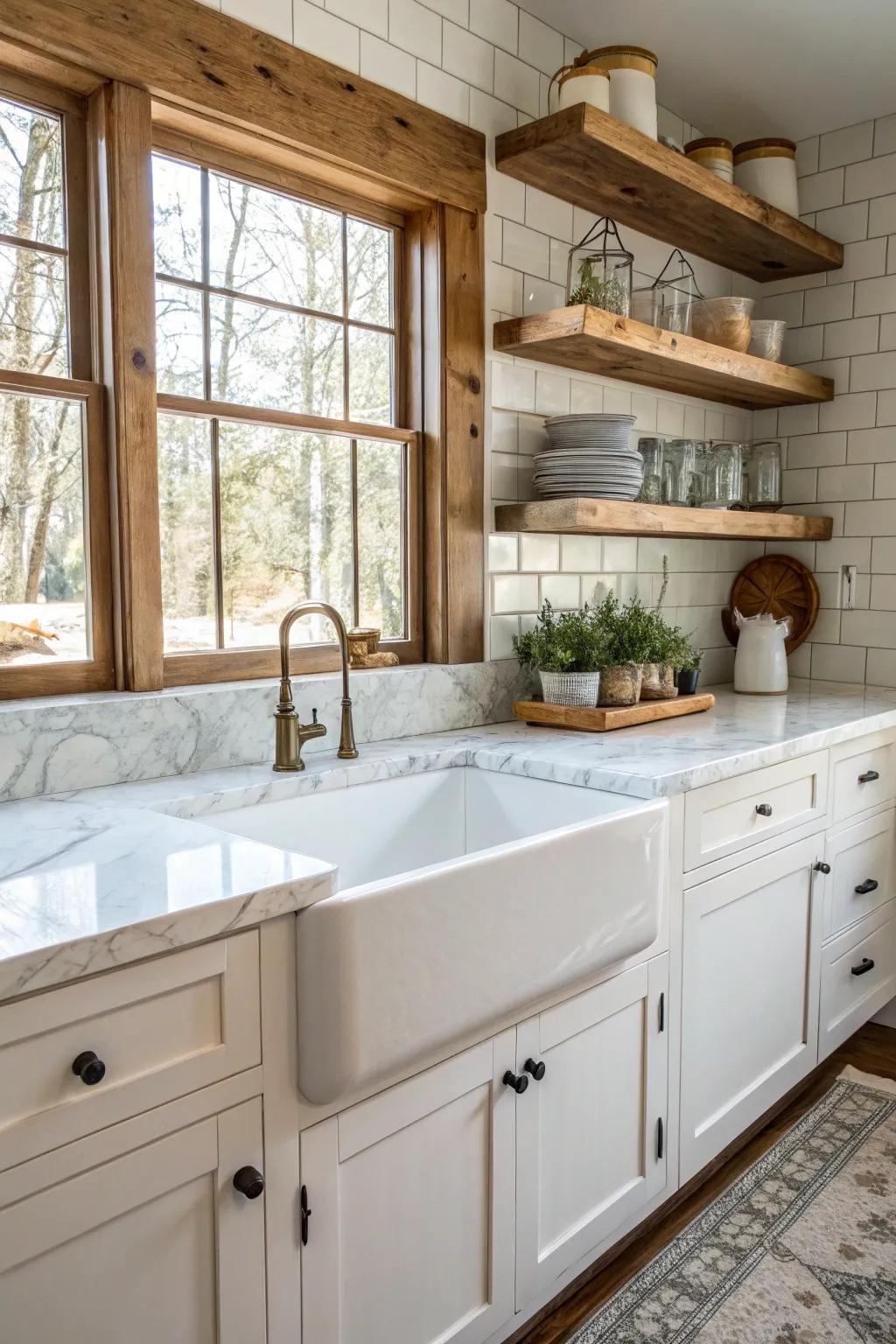 A farmhouse basin adds a lovely and practical touch to the kitchen.