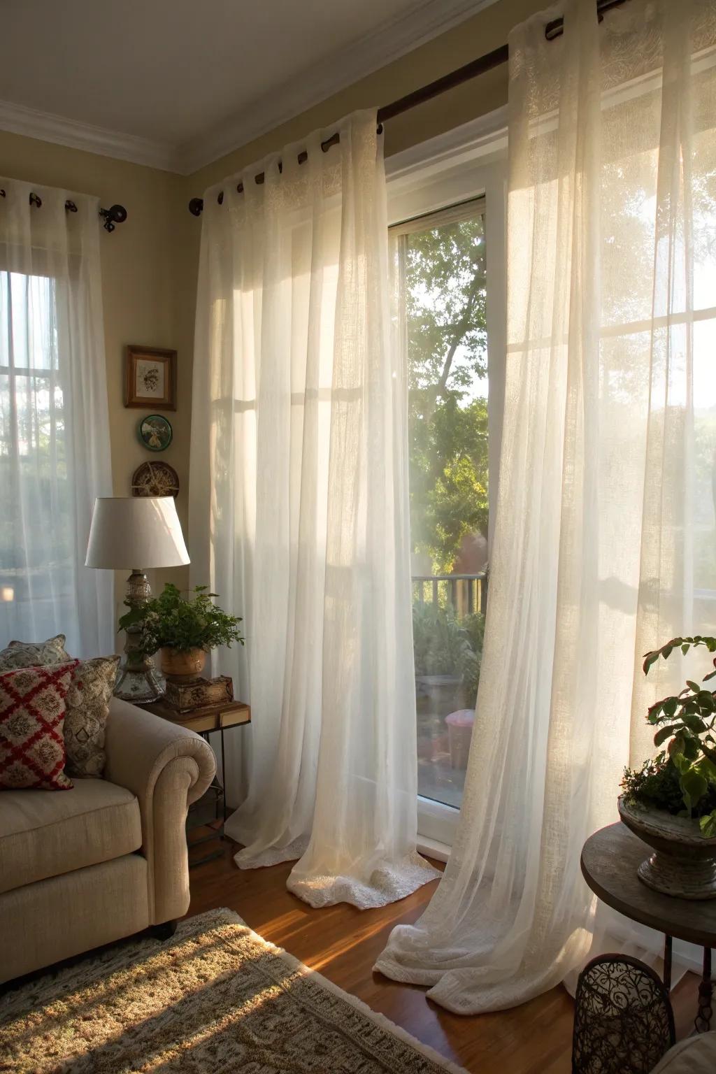 Gossamer drapes deliver a weightless and breezy seclusion solution.