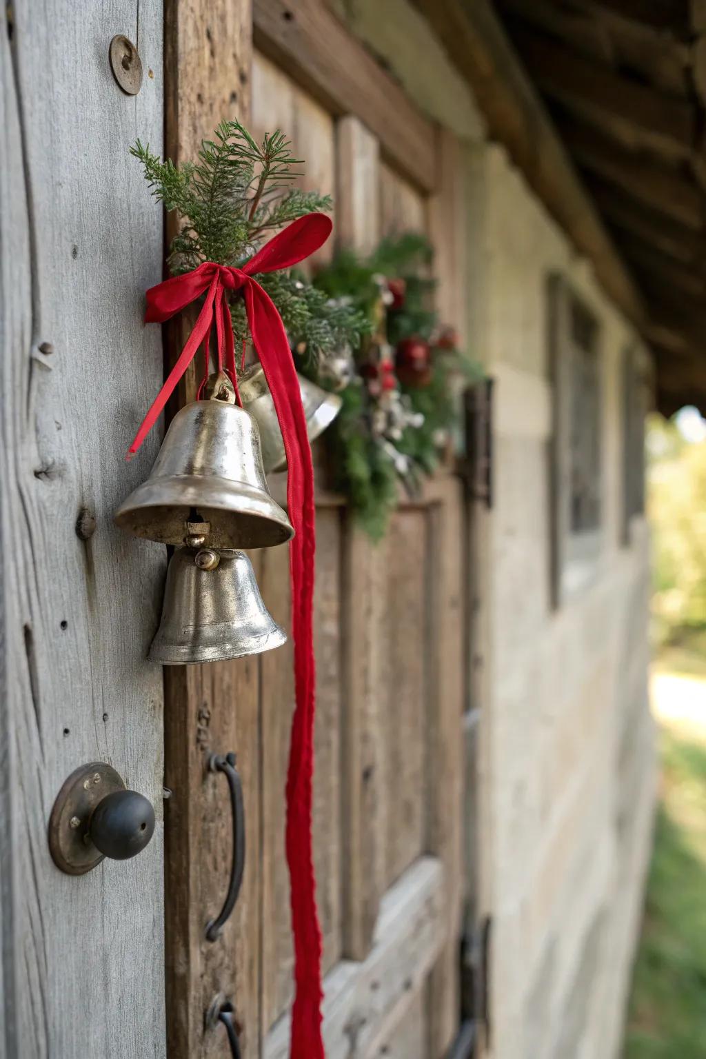 Tinkling bell ornaments contribute festive sounds to your entryway.