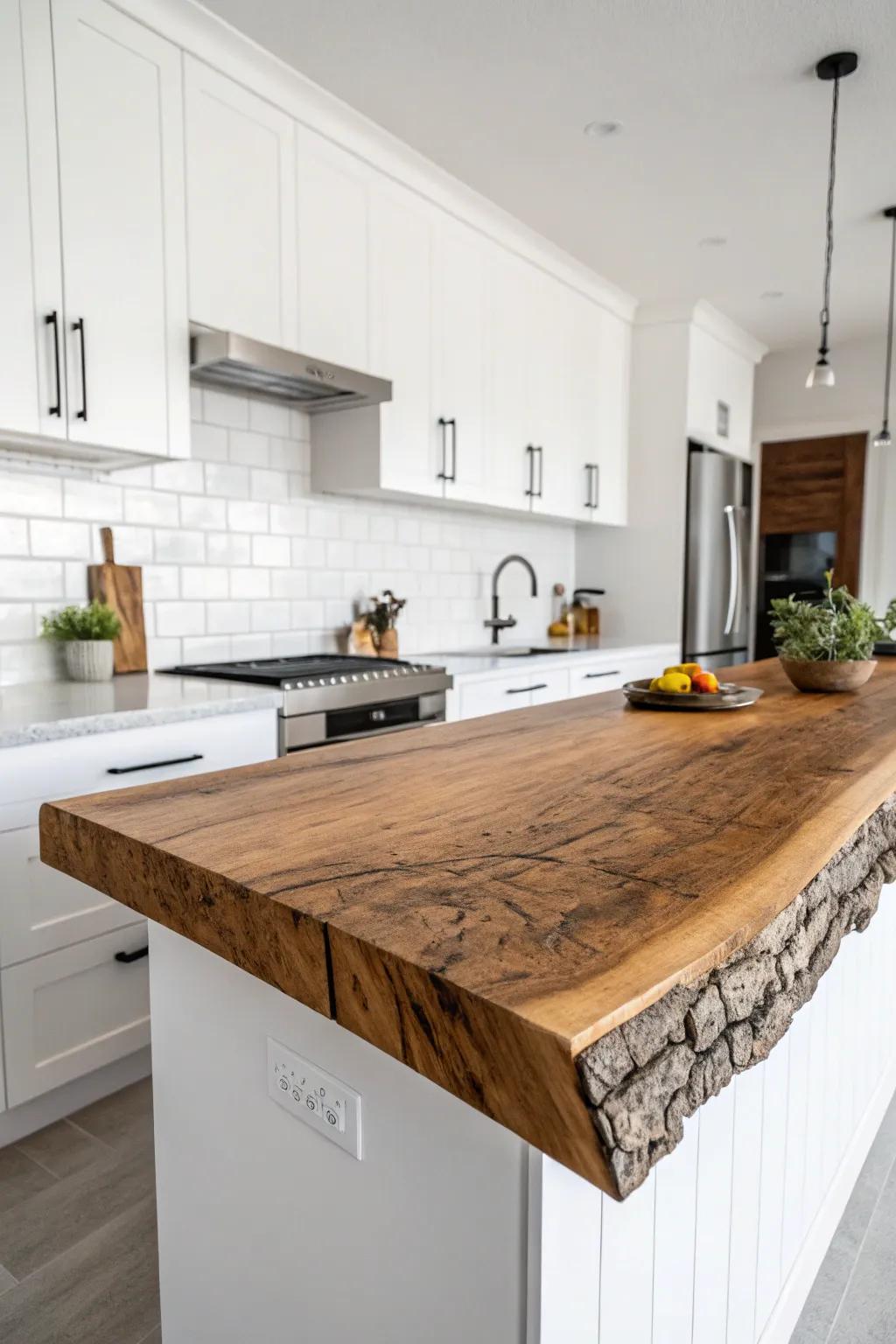 A nature's edge countertop showcasing nature's singular artistry.