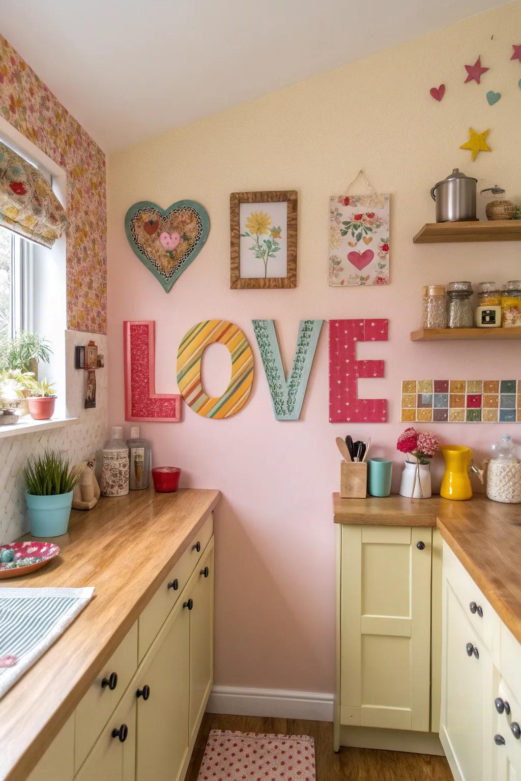 Colorful composite letters enliven any area.