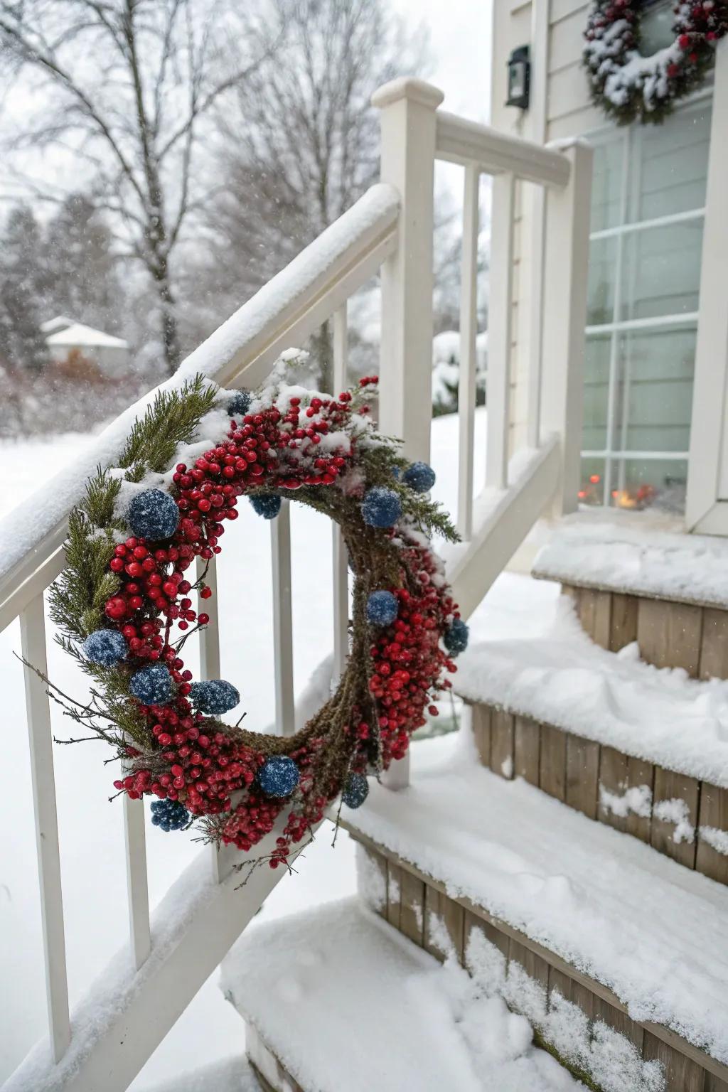 Bright berries provide a vibrant contrast with winter's whiteness.