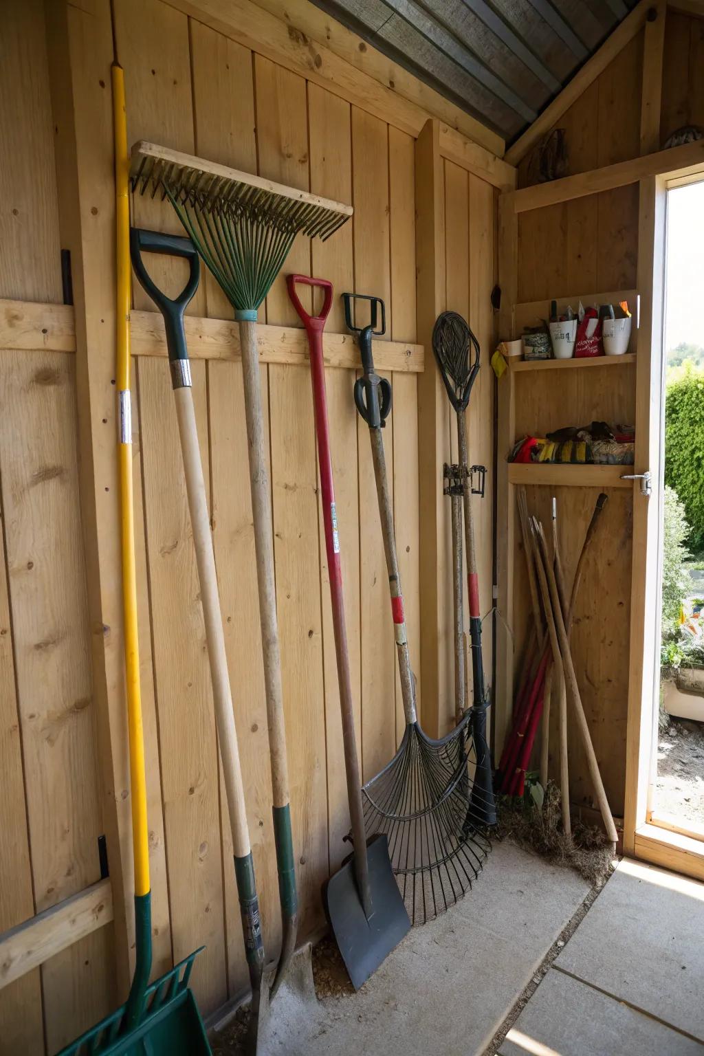 Vertical storage helps keep tools neat and accessible.