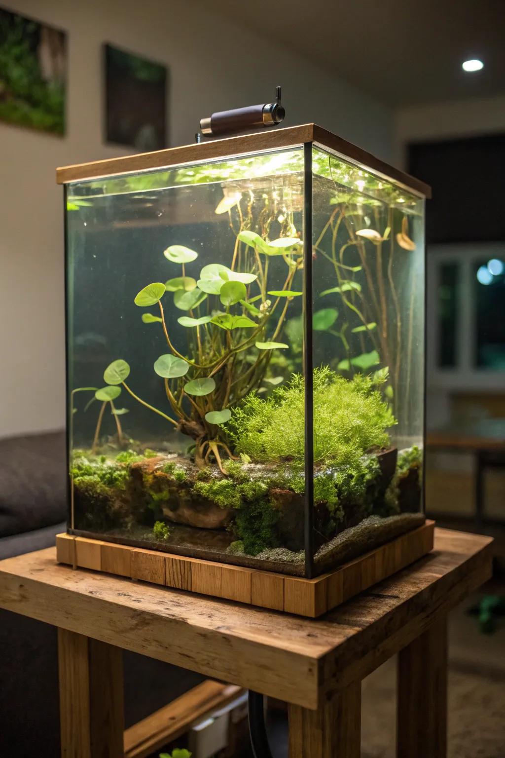 Surface flora adds active motion and depth to your tank.