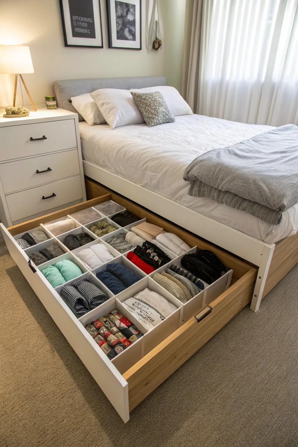 Take full advantage of space with ingenious under-bed storage.