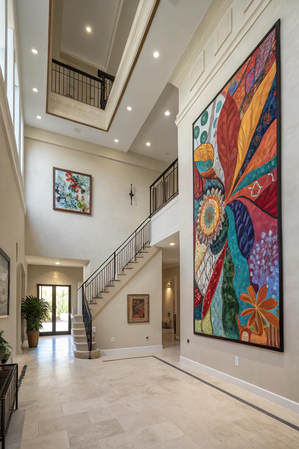 A statement piece of art can imbue personality into your entryway.