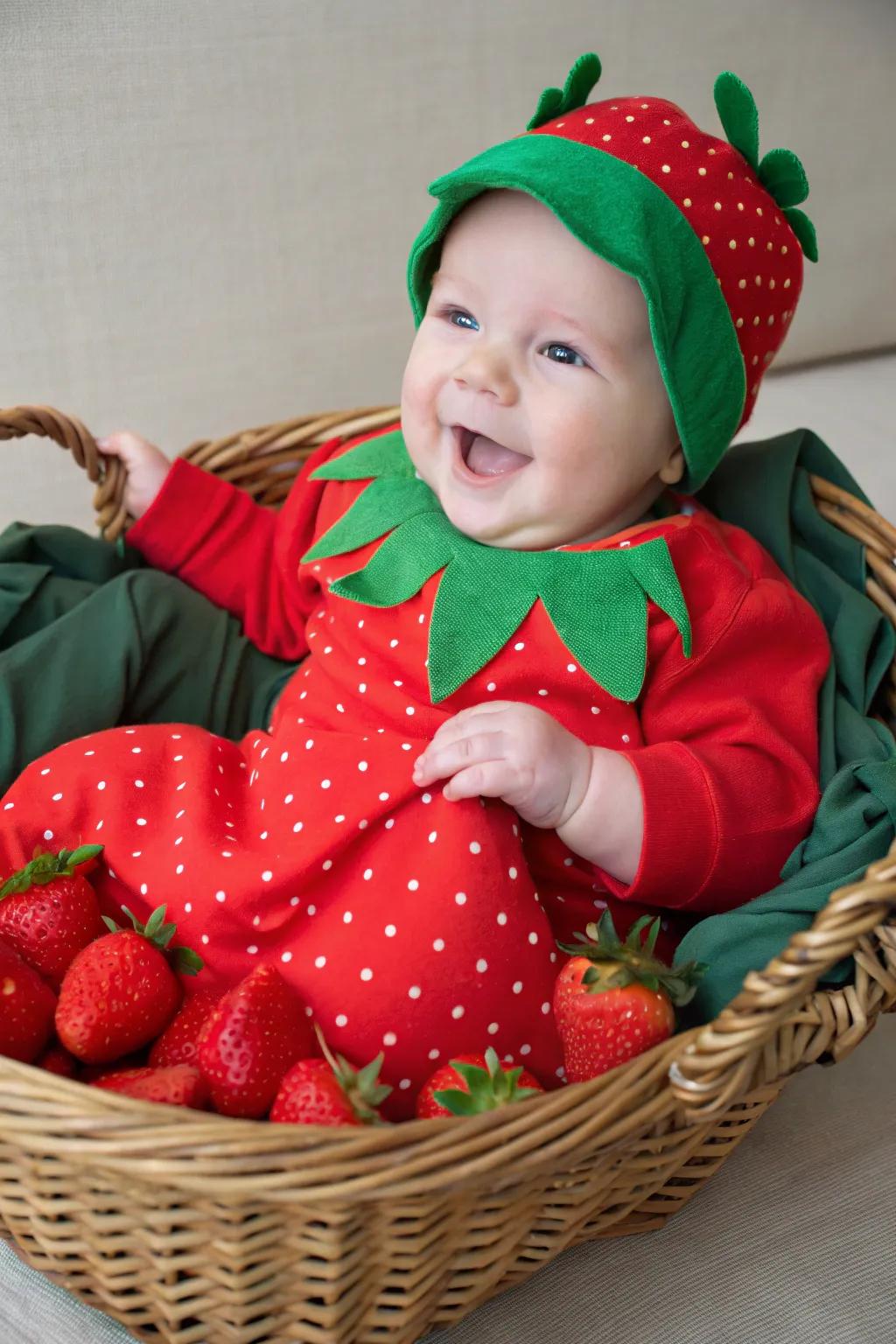 A berry sweet strawberry costume for Halloween.