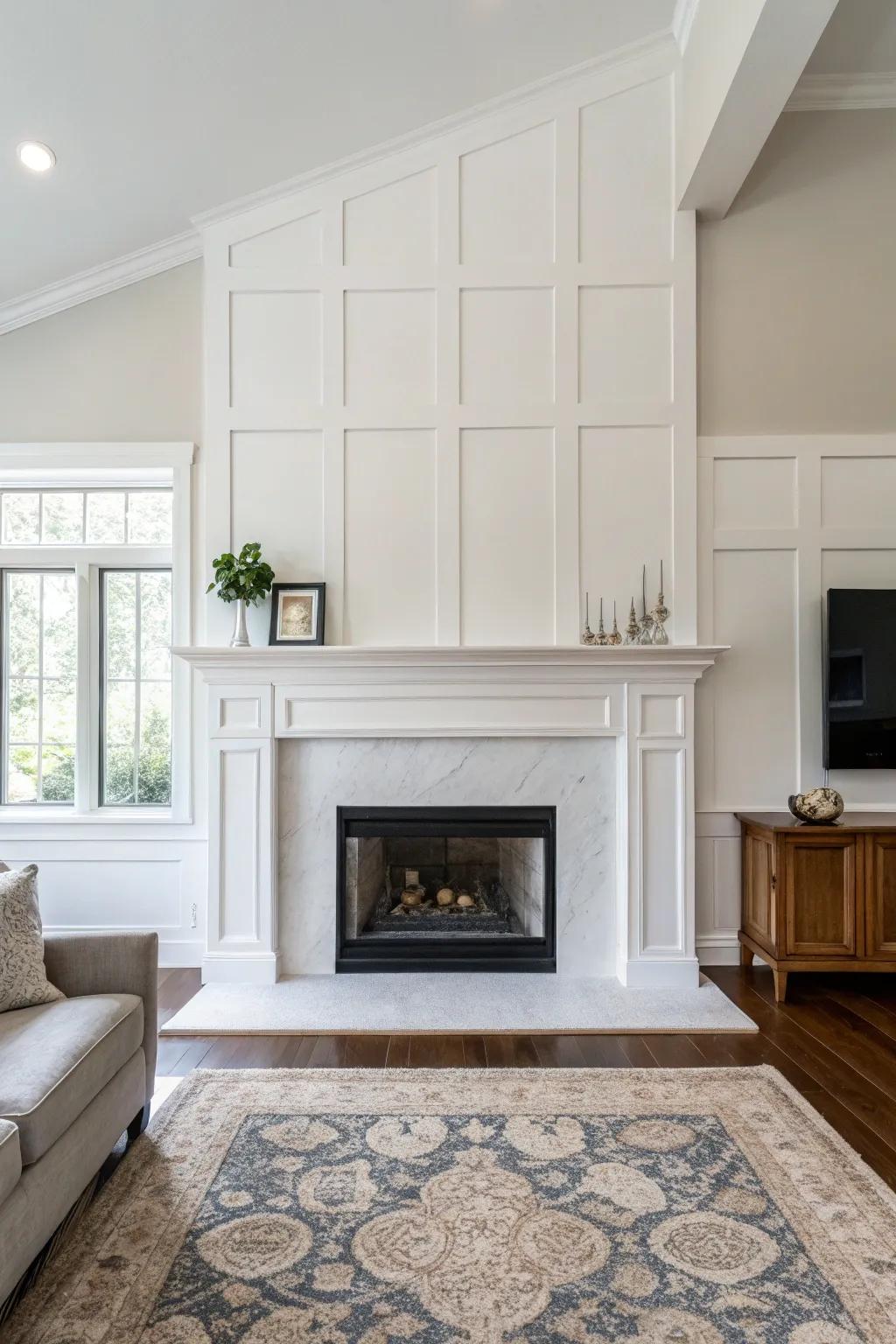 A minimalist white wall contributes to a clean, contemporary style.