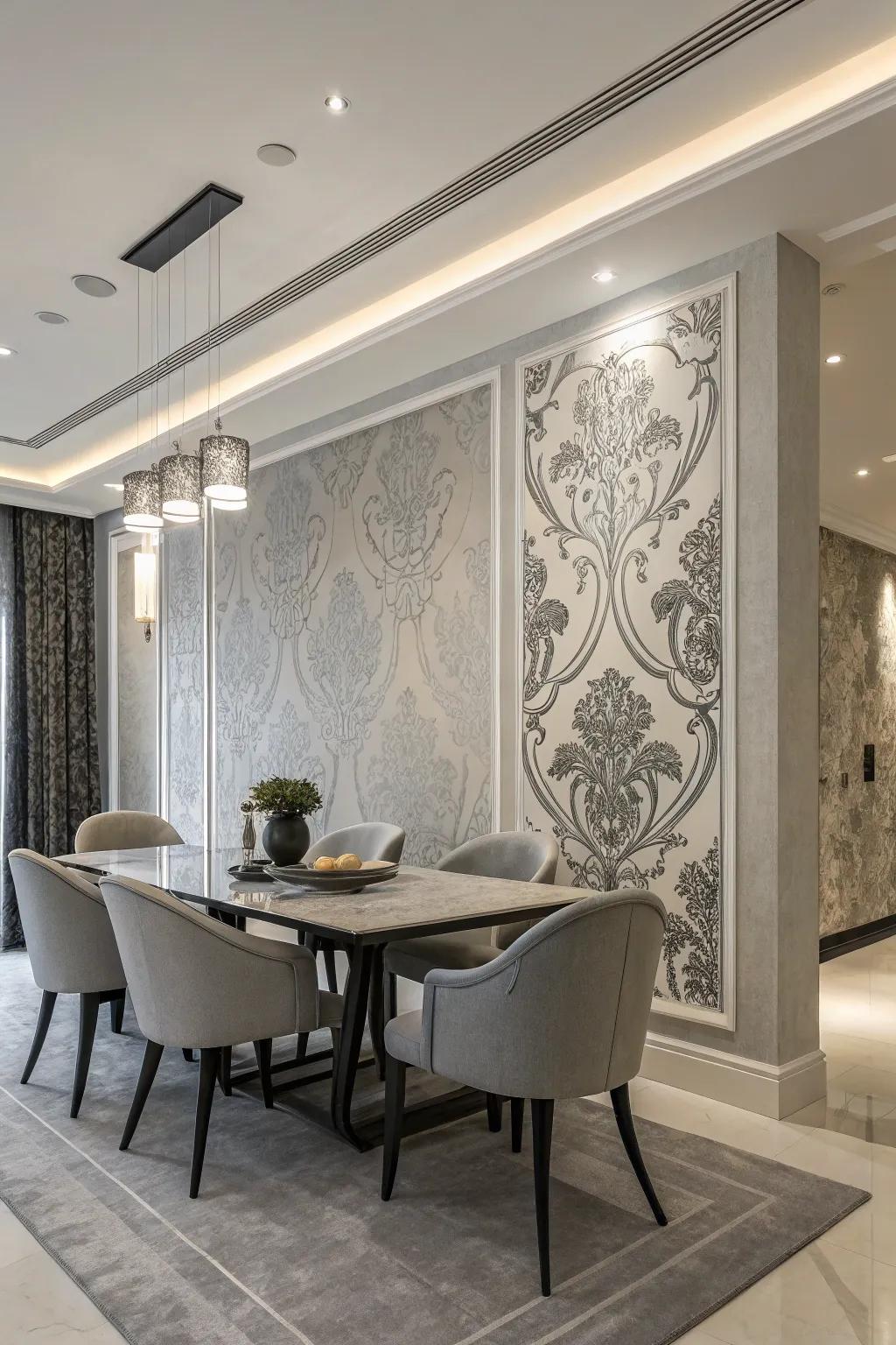 Achieve understated elegance with monochrome murals.