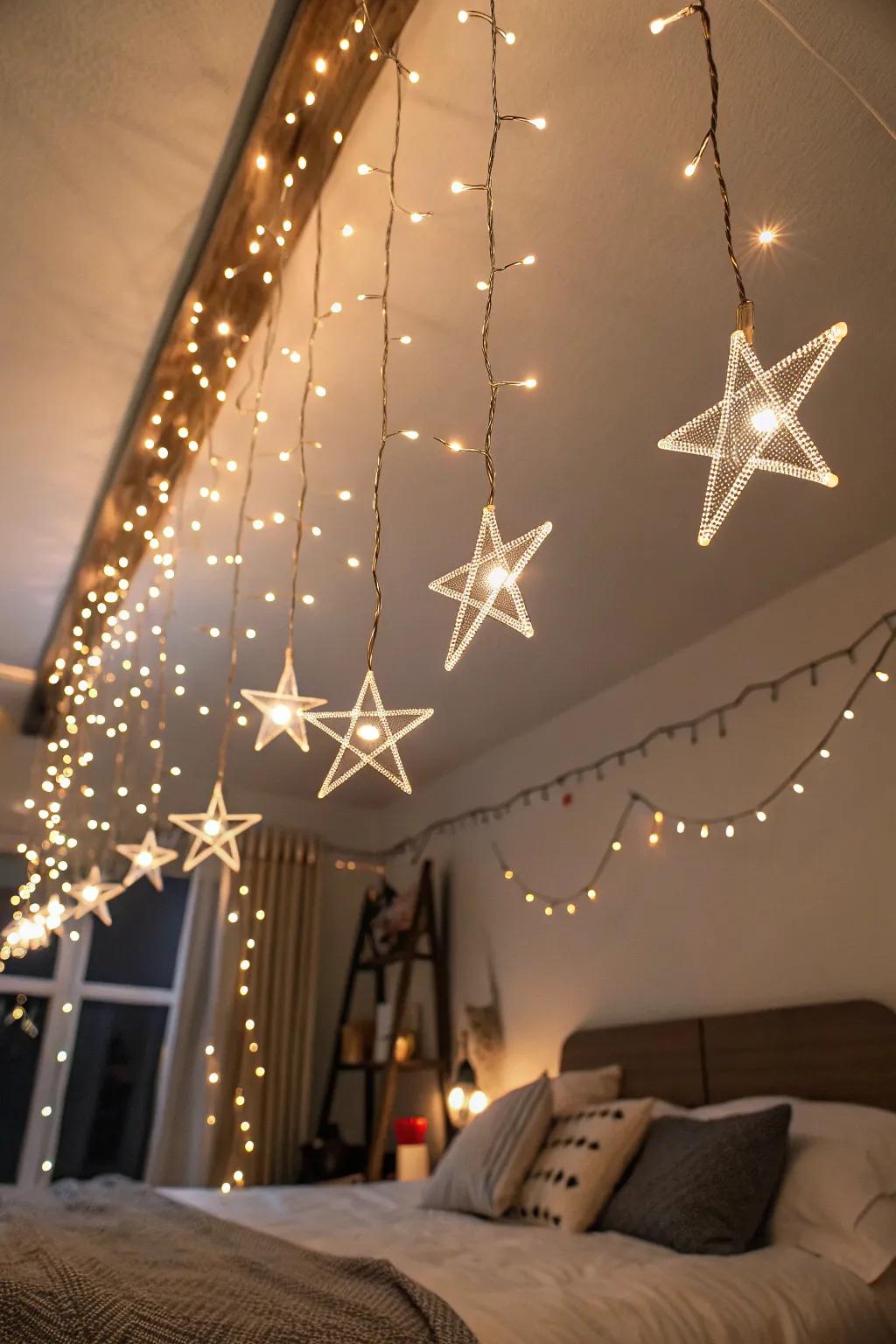 Drift off to sleep under a constellation of lights on your ceiling.