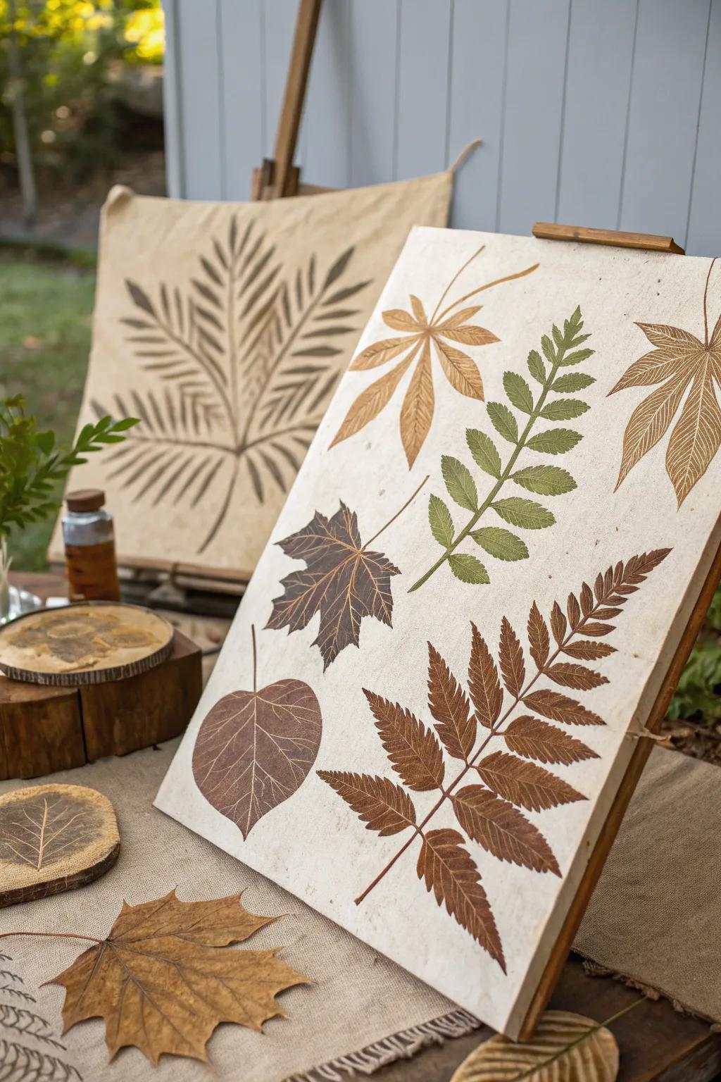 Incorporate nature’s beauty indoors with art backgrounds featuring leaf patterns.