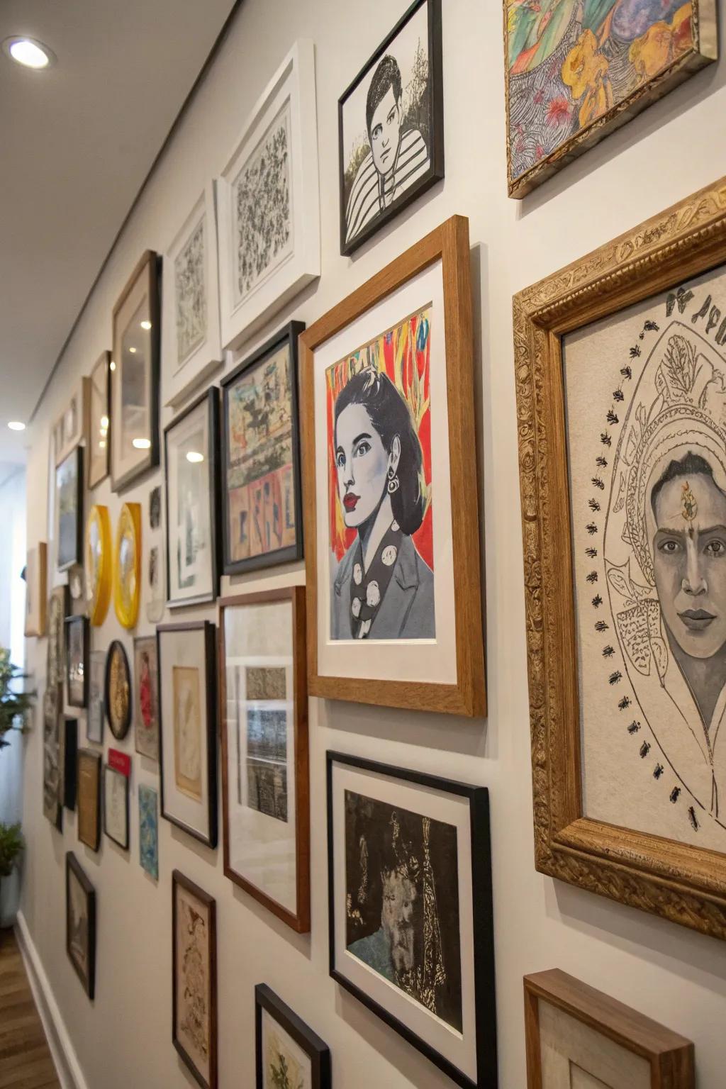 A collection of varied frame styles brings depth, character, and personal expression to your art display.