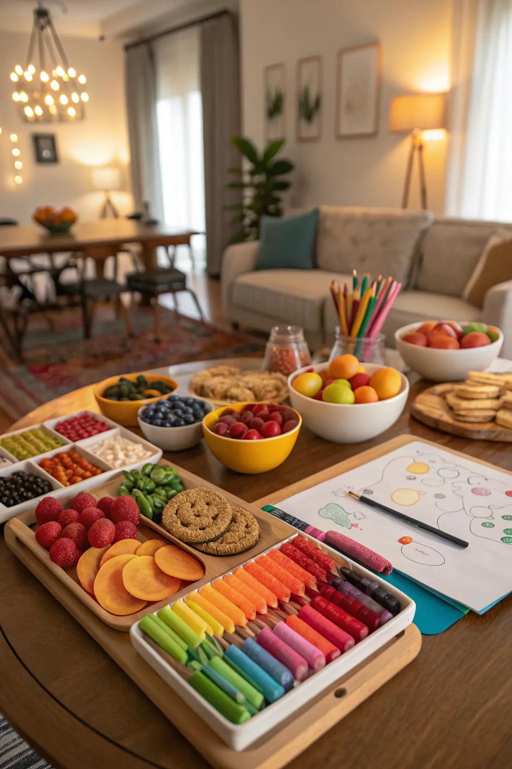 An artwork-inspired treats display featuring originally provided goodies.