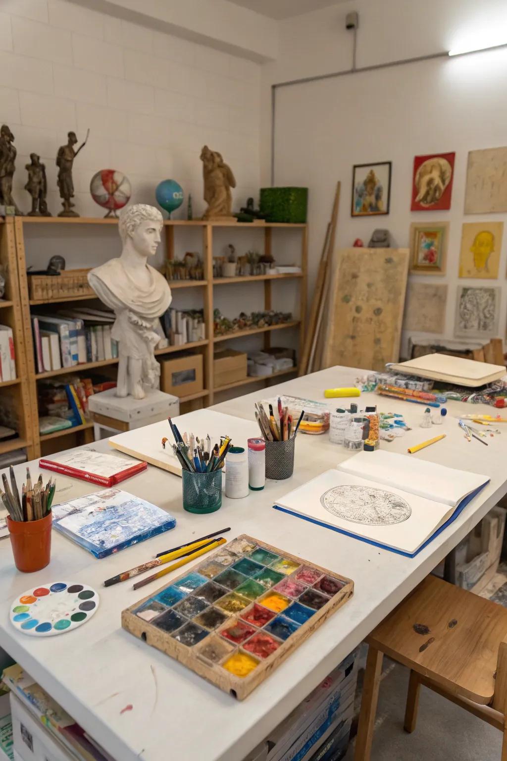 A spacious worktable is where your creativity comes to life.