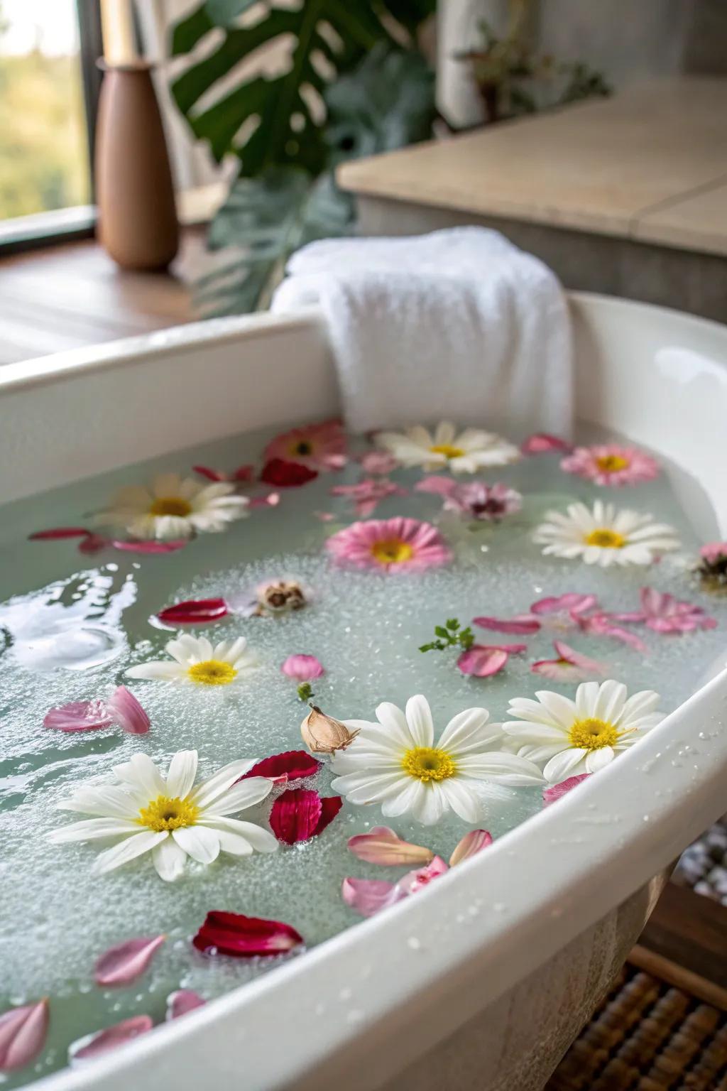 A soothing bath with bath salts is the perfect way to relax.