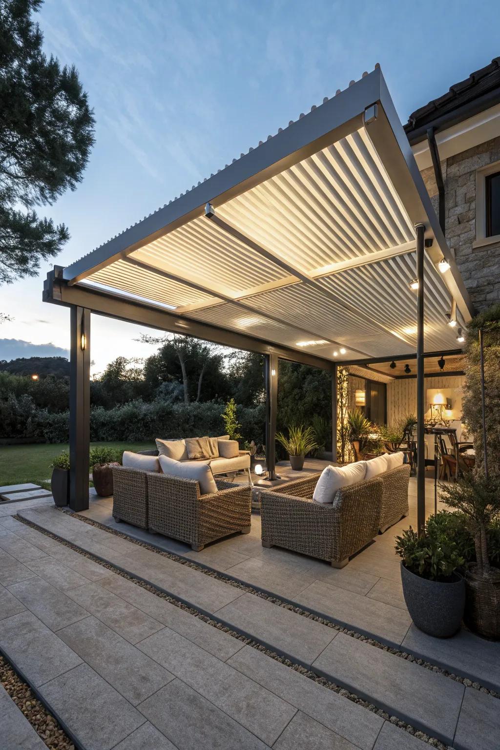 Manage your patio's environment with a slatted roof.