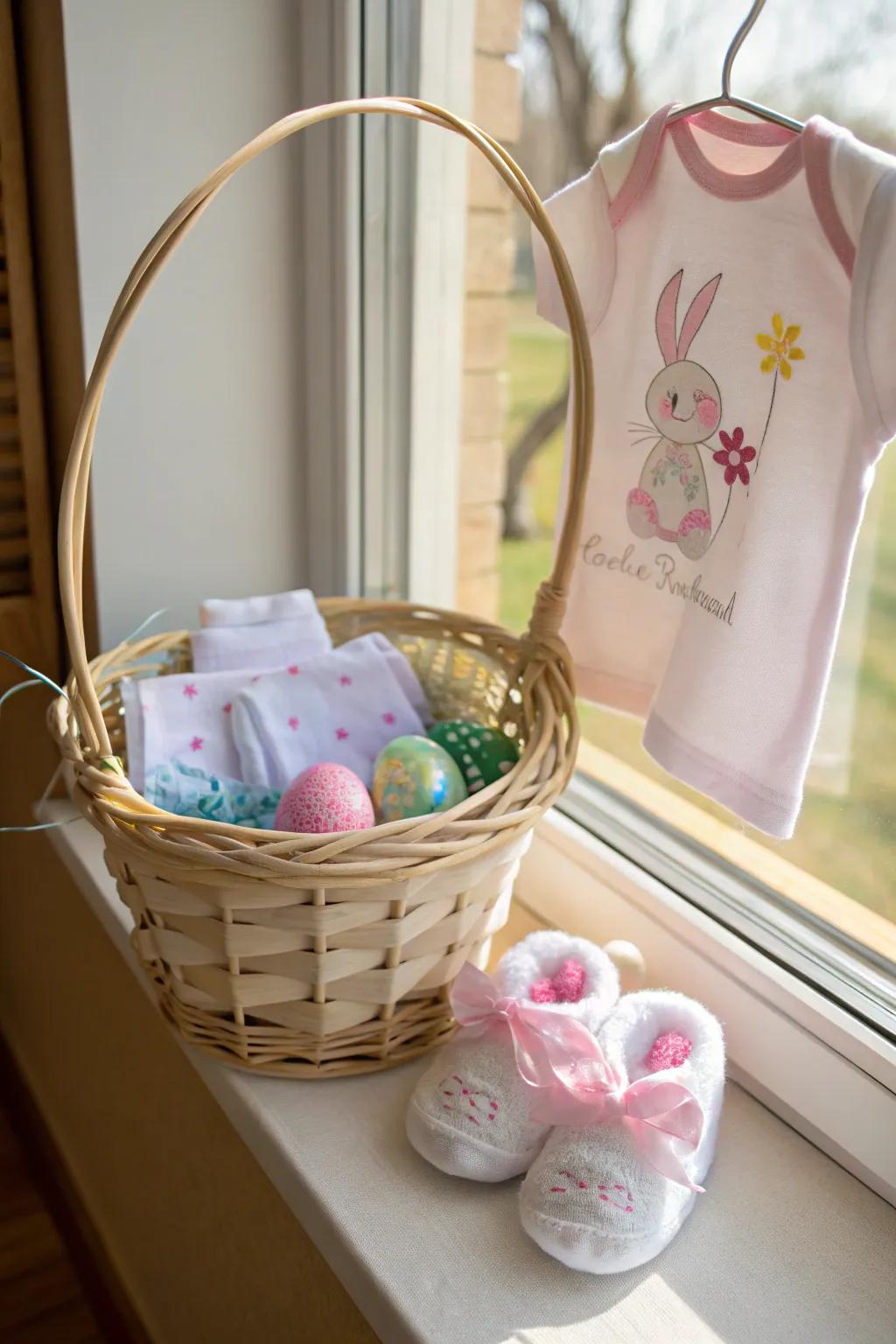 Infant clothing that enhances the allure of any Easter basket.