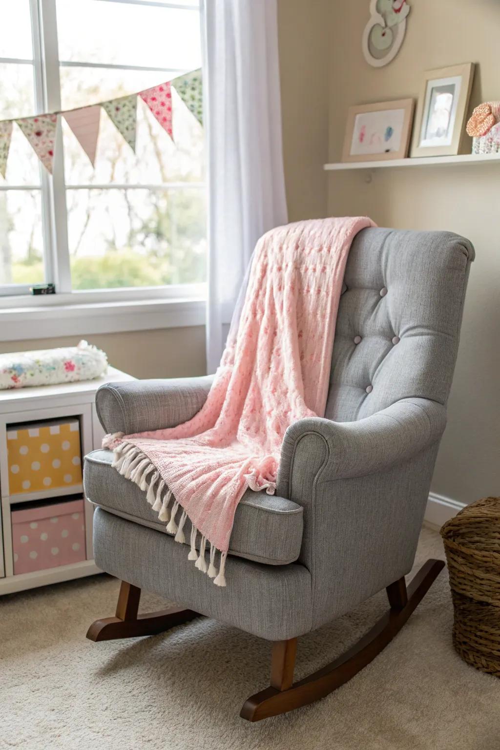An ash rocking chair provides comfort and panache.