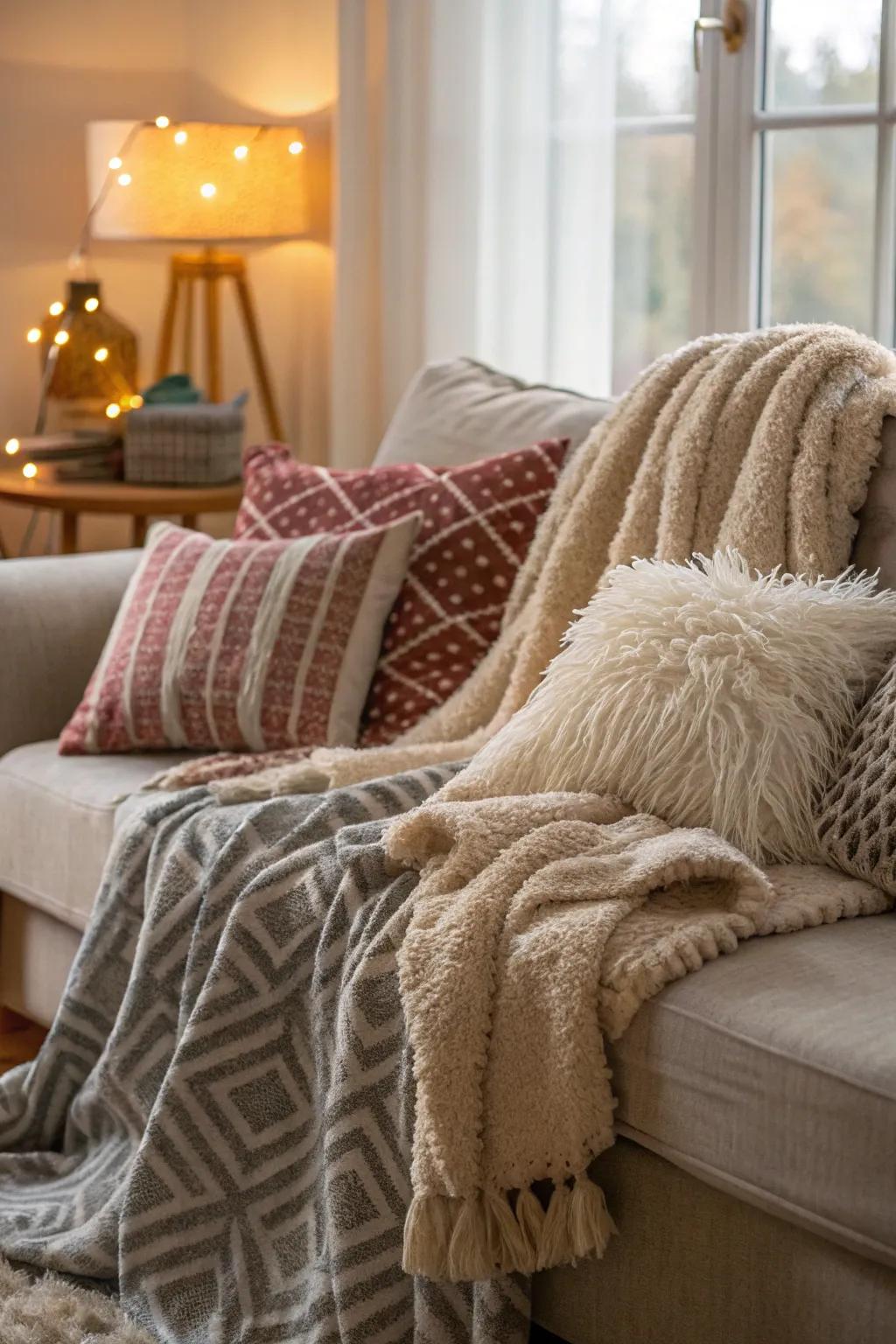 Textured wraps and fluffy pads amplify warmth and snugness to the chamber.