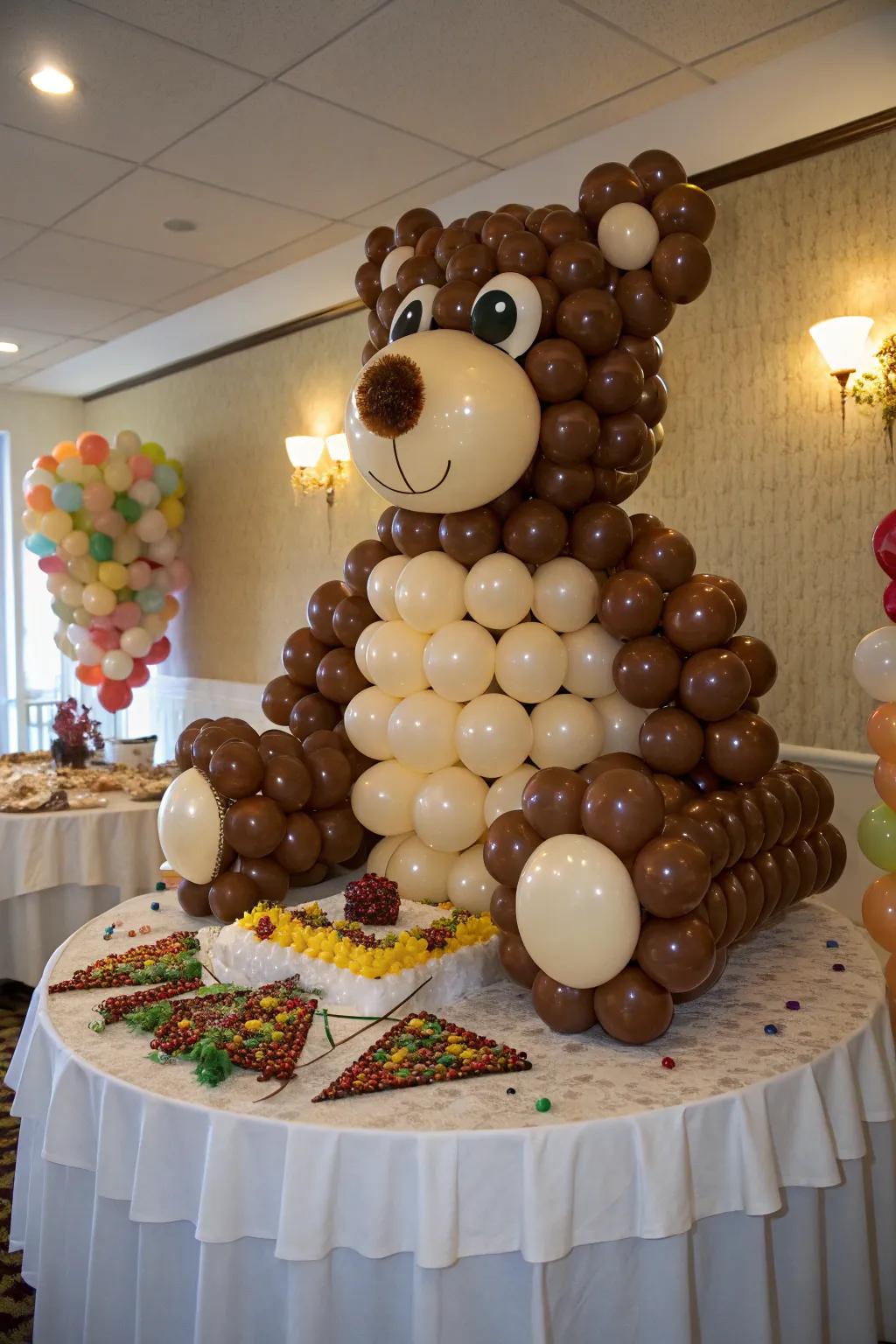 A stuffed toy balloon serves as a delightful centerpiece.