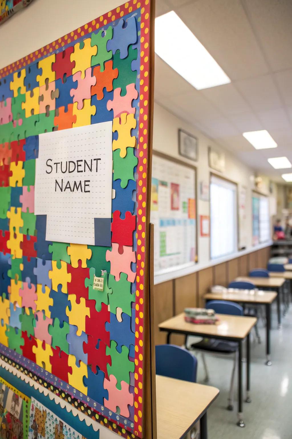 A unity-themed bulletin board symbolizing class integration.